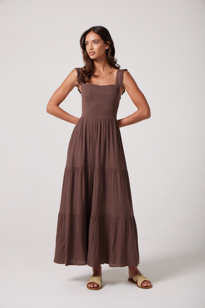 Avery Dress in Chocolate Brown