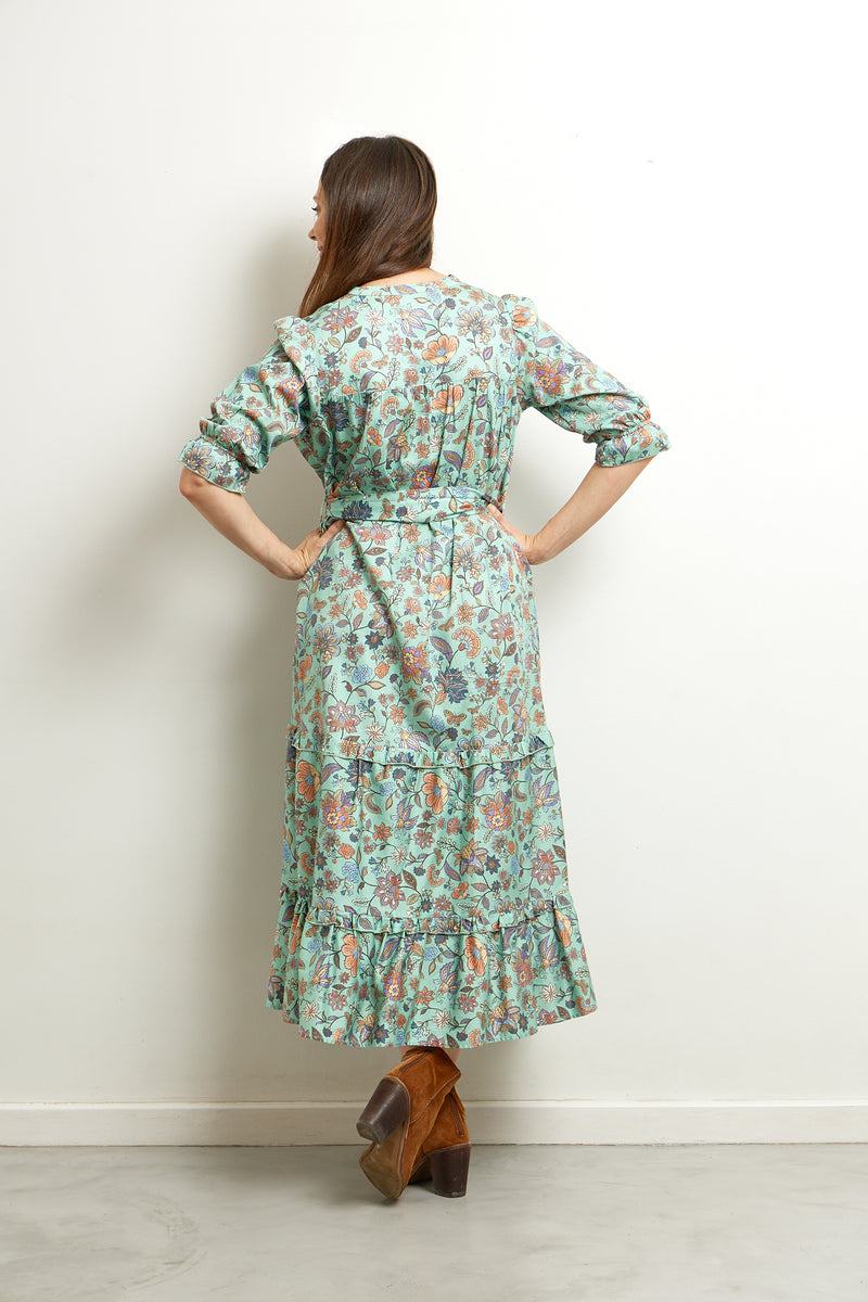 Chloe Belted dress in Papillion print