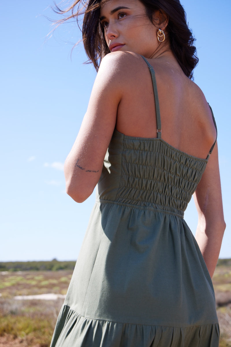 Alicia Sundress in Olive