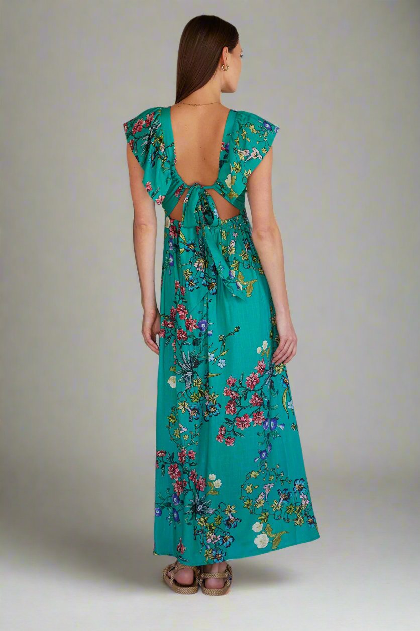 Cleo Dress in Jade Bloom