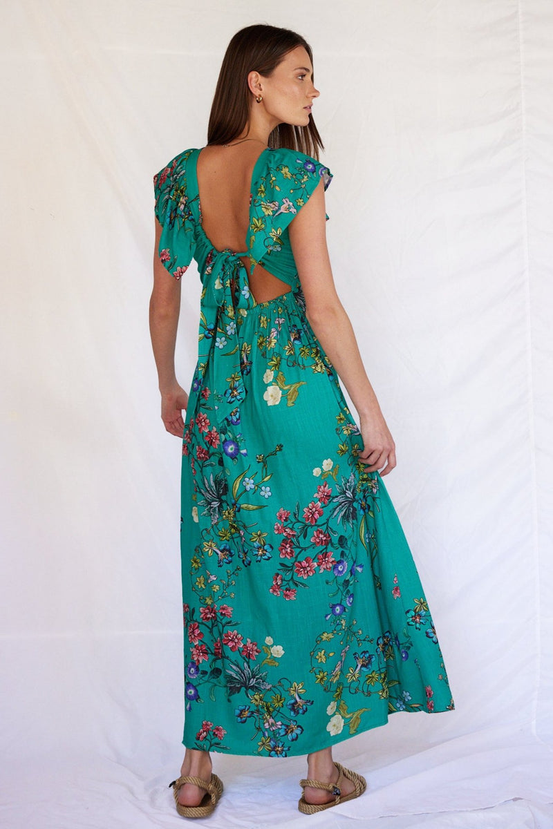 Cleo Dress in Jade Bloom