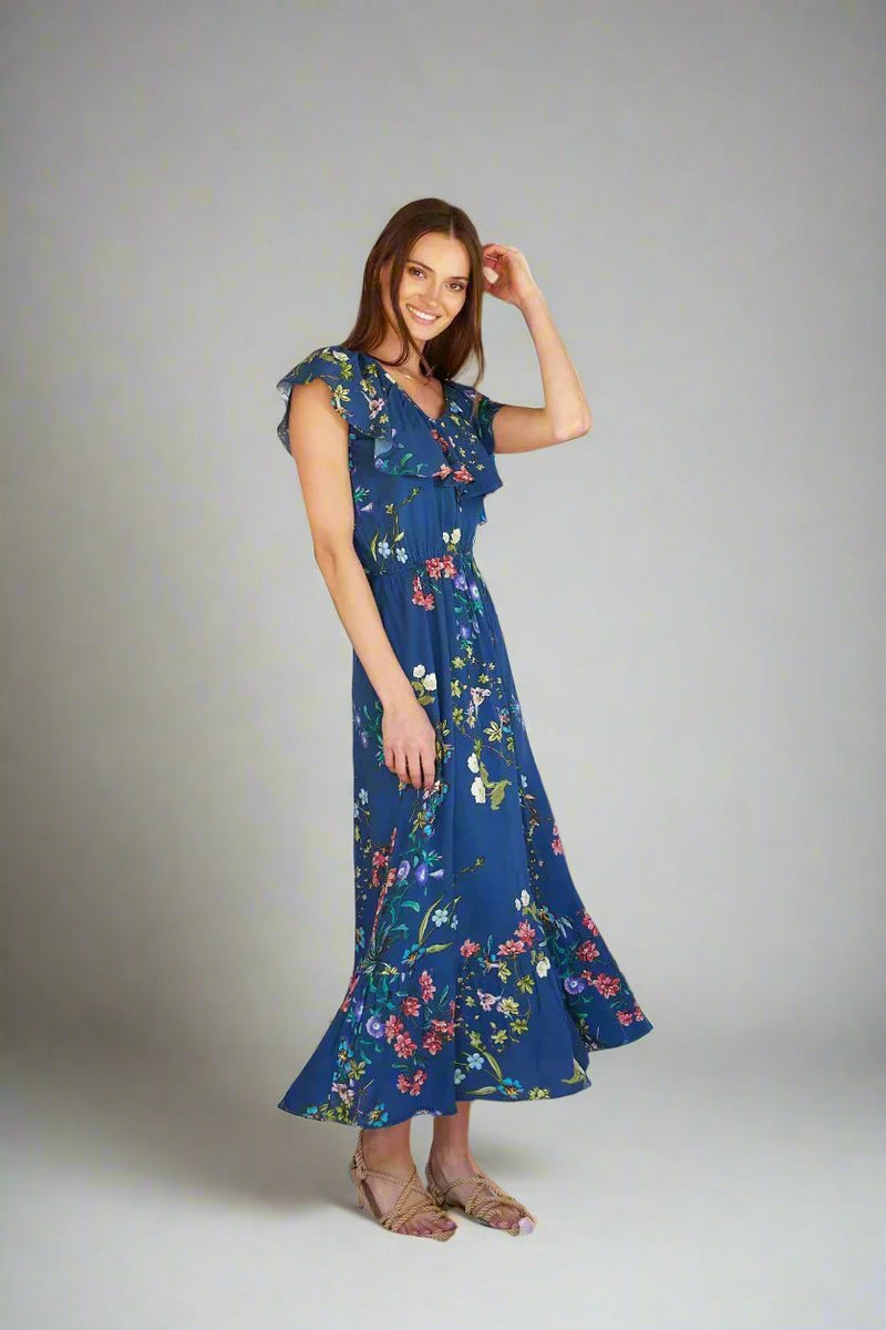 Fiesta Maxi Dress in  Navy Bloom