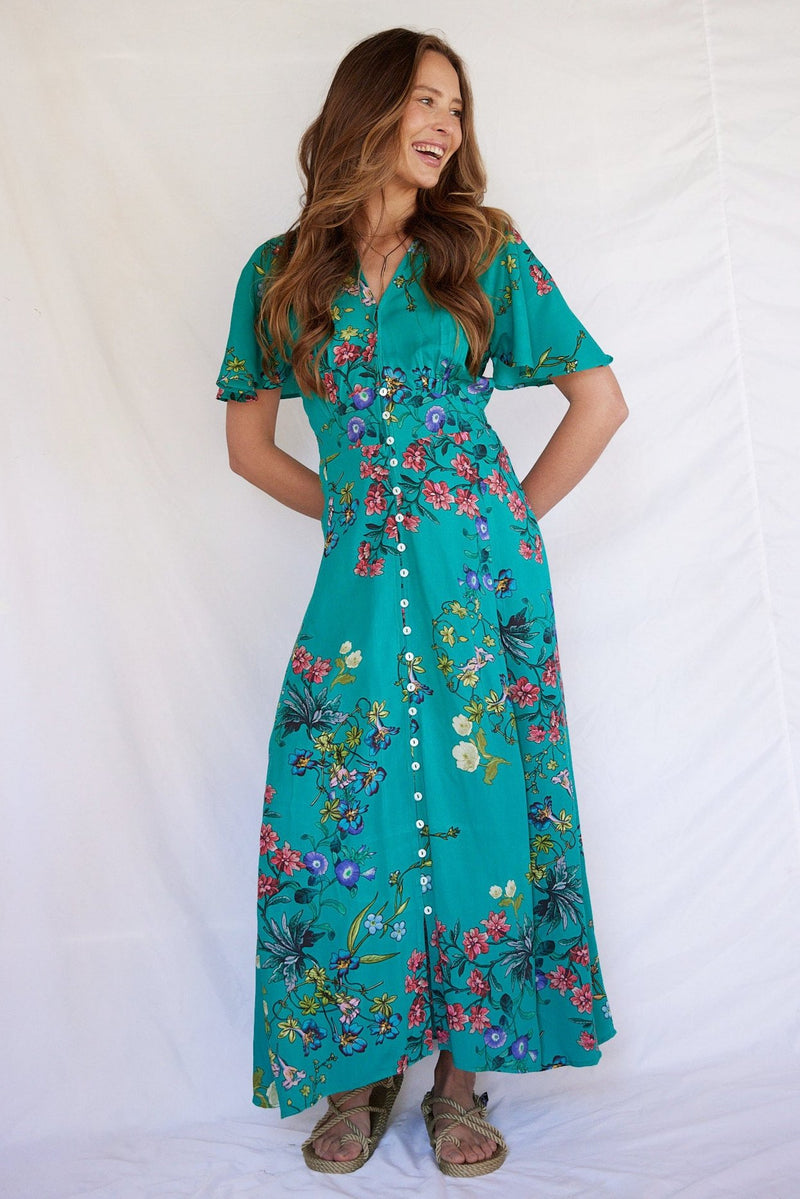 Sadie Maxi Dress in Jade Bloom