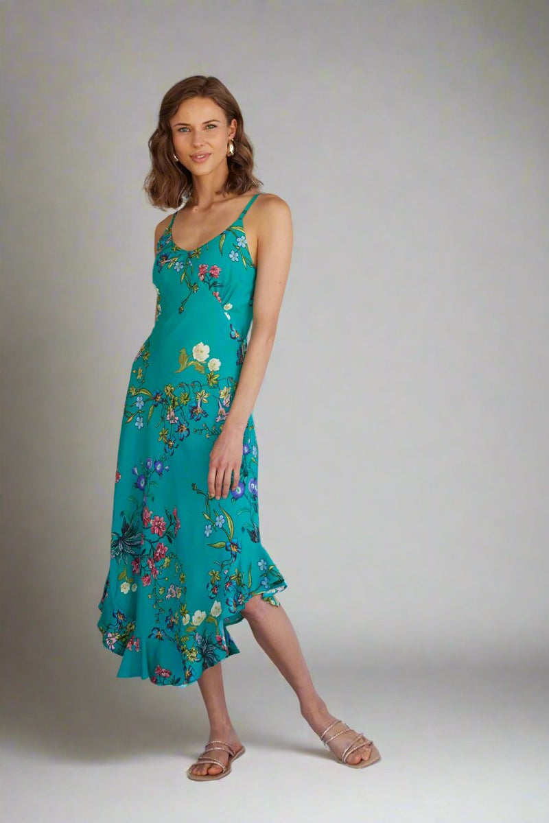 Sienna Midi Dress in Jade Bloom