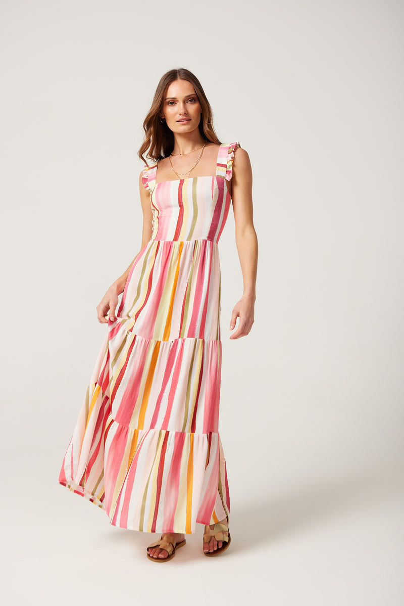 Avery Dress in Warm stripe