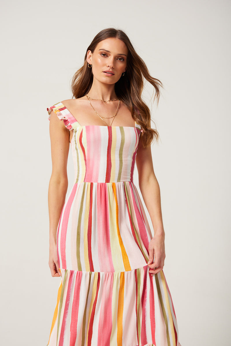 Avery Dress in Warm stripe